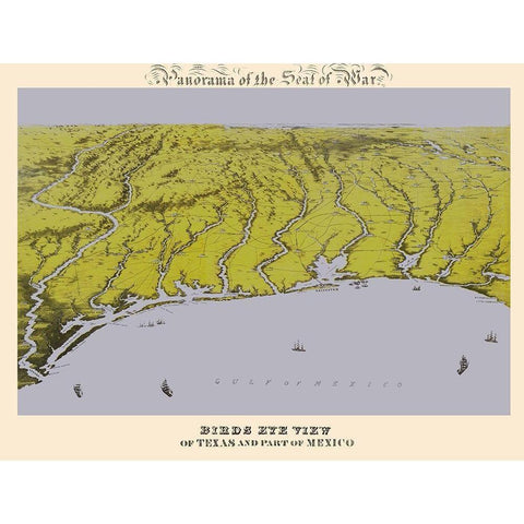 Seat Of War Texas Mexico - Bachmann 1861 Black Modern Wood Framed Art Print with Double Matting by Bachmann