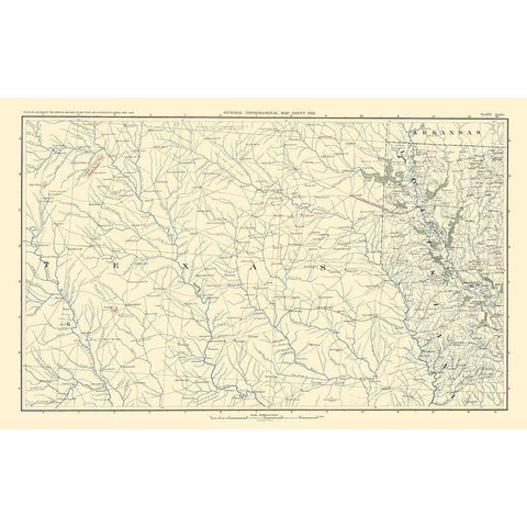 Texas Louisiana Arkansas - Bien 1895 Gold Ornate Wood Framed Art Print with Double Matting by Bien