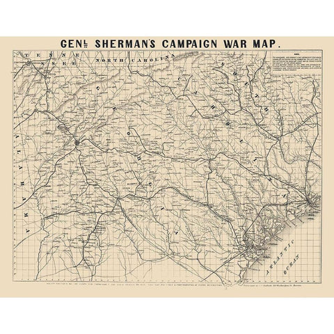 General Shermans Campaign  - Bufford 1860 Black Modern Wood Framed Art Print by Bufford