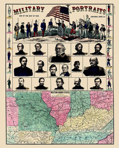 Western Border States Military Portraits White Modern Wood Framed Art Print with Double Matting by Lloyd