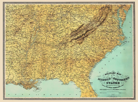 Middle Southern United States Seat of War Black Ornate Wood Framed Art Print with Double Matting by Schaus