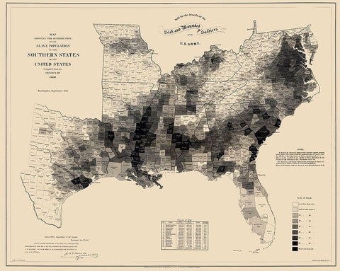 Slave Population Southern States White Modern Wood Framed Art Print with Double Matting by Hergesheimer