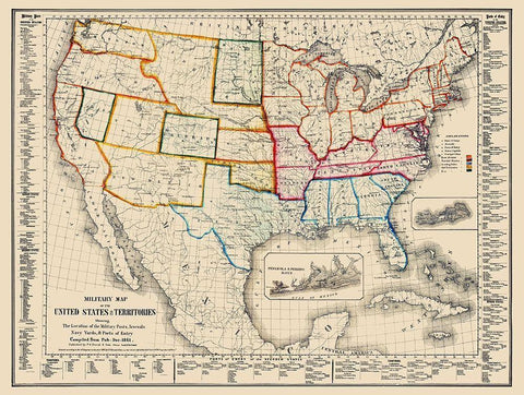 US Arsenals Military Posts Navy Yards Ports White Modern Wood Framed Art Print with Double Matting by Duval