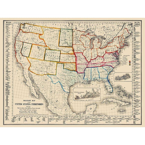 US Arsenals Military Posts Navy Yards Ports Black Modern Wood Framed Art Print with Double Matting by Duval