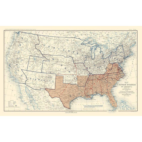Geographical Divisions Departments December 1862 Black Modern Wood Framed Art Print with Double Matting by Bien