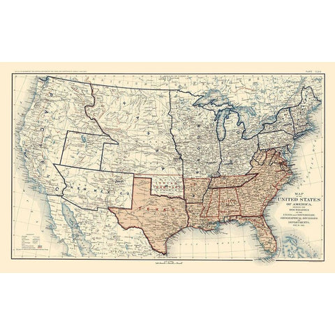 Geographical Divisions Departments December 1861 White Modern Wood Framed Art Print by Bien