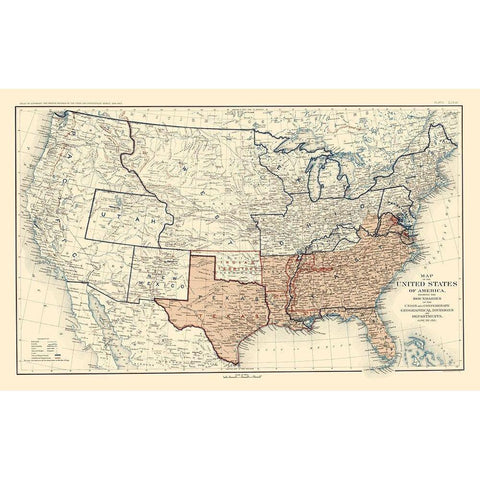 Geographical Divisions Departments June 1861 White Modern Wood Framed Art Print by Bien