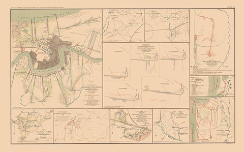 Approaches Forts 10 Views - Bien 1894 White Modern Wood Framed Art Print with Double Matting by Bien