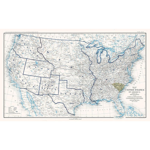 United States Boundaries of 1860 - Bien 1894 Gold Ornate Wood Framed Art Print with Double Matting by Bien