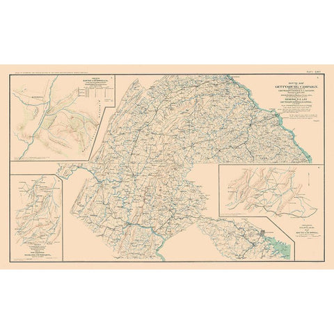 Gettysburg Campaign Battle of McDowell - Bien 1894 Black Modern Wood Framed Art Print with Double Matting by Bien