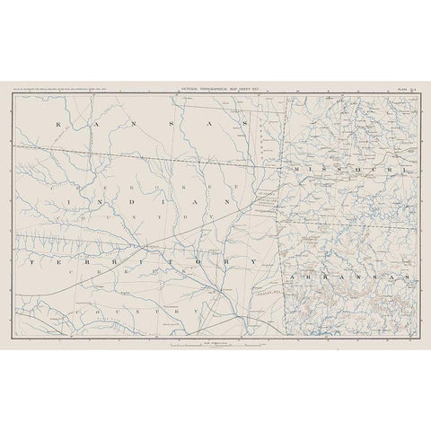 Kansas Missouri Arkansas - Bien 1894 Black Modern Wood Framed Art Print with Double Matting by Bien