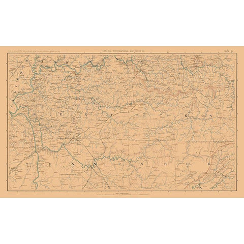 Illinois Indiana Tennessee Kentucky - Bien 1894 Gold Ornate Wood Framed Art Print with Double Matting by Bien