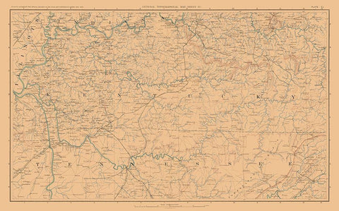 Illinois Indiana Tennessee Kentucky - Bien 1894 Black Ornate Wood Framed Art Print with Double Matting by Bien