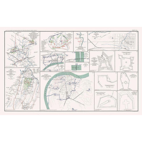 Key Forts Defenses of South - Bien 1894 White Modern Wood Framed Art Print by Bien
