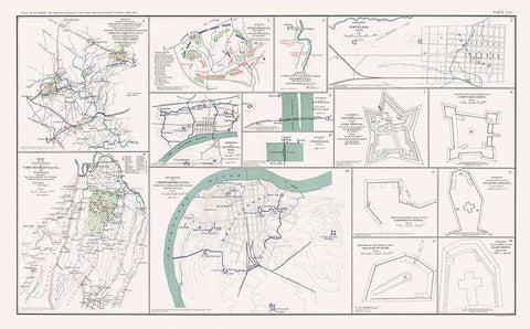 Key Forts Defenses of South - Bien 1894 White Modern Wood Framed Art Print with Double Matting by Bien
