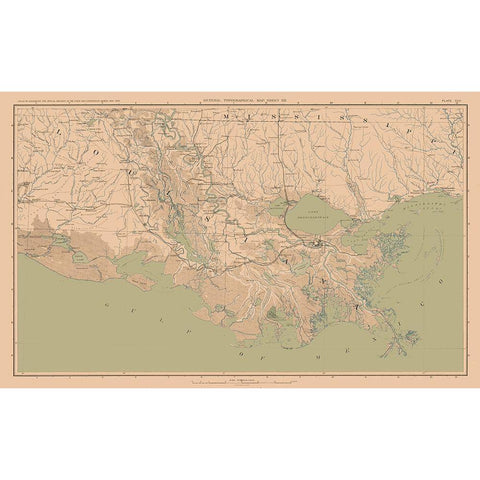 Louisianna Mississippi Theatre of War - Bien 1894 Black Modern Wood Framed Art Print with Double Matting by Bien