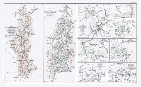 Major Battles Virginia Maryland - Bien 1894 White Modern Wood Framed Art Print with Double Matting by Bien