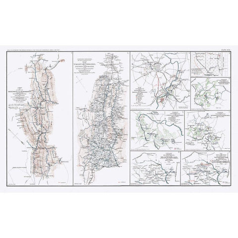 Major Battles Virginia Maryland - Bien 1894 Gold Ornate Wood Framed Art Print with Double Matting by Bien