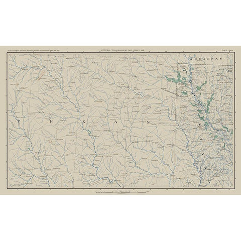 Texas Louisiana Arkansas - Bien 1894 Gold Ornate Wood Framed Art Print with Double Matting by Bien