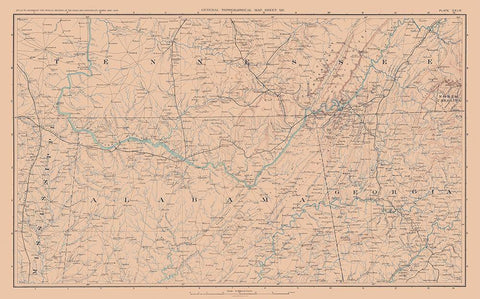 Mississippi Tennessee Alabama Georgia - Bien 1894 Black Ornate Wood Framed Art Print with Double Matting by Bien