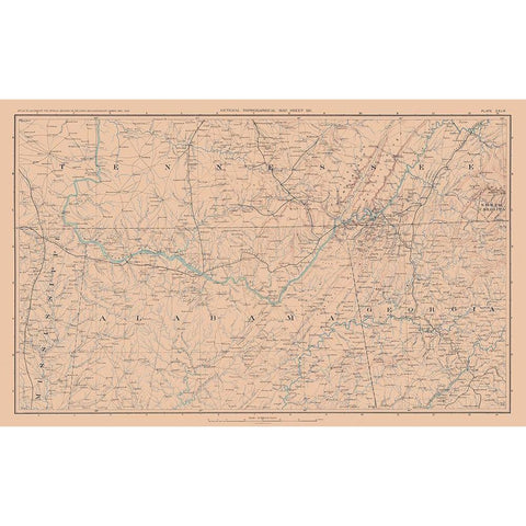 Mississippi Tennessee Alabama Georgia - Bien 1894 Black Modern Wood Framed Art Print by Bien