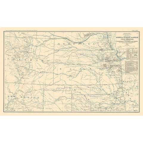 War Department Kansas Texas Indian Territory Gold Ornate Wood Framed Art Print with Double Matting by Bien