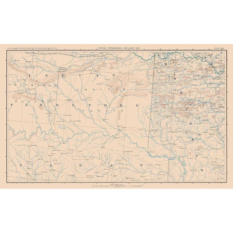 Indian Territory Texas Arkansas - Bien 1894 Black Modern Wood Framed Art Print by Bien