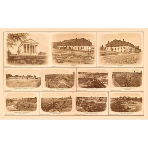 Rebel Federal Forts Georgia Virginia- Bien 1894 Black Modern Wood Framed Art Print with Double Matting by Bien