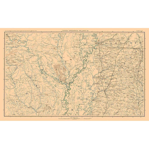 Arkansas Tennessee Mississippi - Bien 1894 Black Modern Wood Framed Art Print with Double Matting by Bien