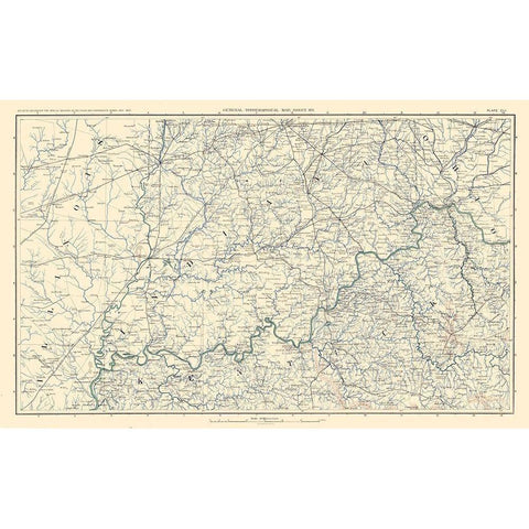 Illinois Indiana Kentucky Ohio - Bien 1894 Gold Ornate Wood Framed Art Print with Double Matting by Bien