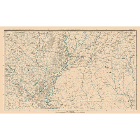 Louisiana Mississippi - Bien 1894 Black Modern Wood Framed Art Print with Double Matting by Bien