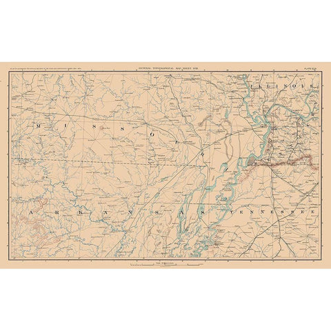 Missouri Arkansas Tennessee Illinois - Bien 1894 Black Modern Wood Framed Art Print with Double Matting by Bien