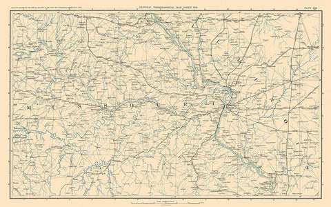 Missouri Illinois - Bien 1894 White Modern Wood Framed Art Print with Double Matting by Bien