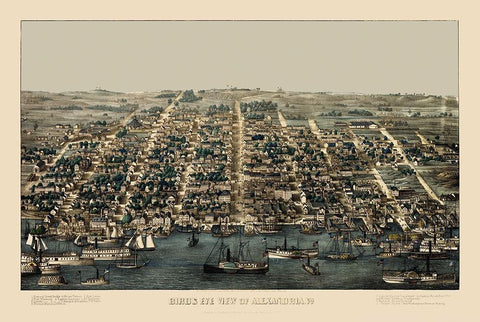 Alexandria Virginia Panoramic - Magnus 1863 White Modern Wood Framed Art Print with Double Matting by Magnus