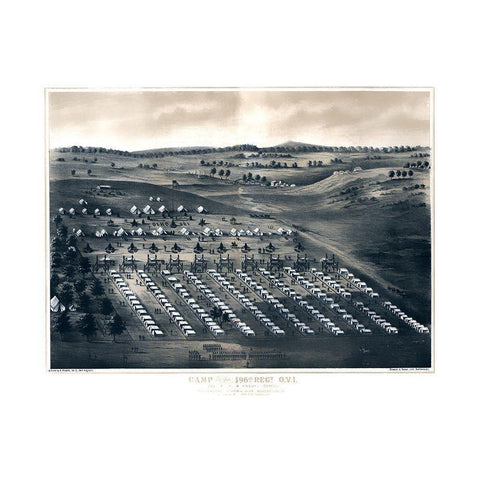 Camp of 196th Regiment - Schmidt 1860s Black Modern Wood Framed Art Print by Schmidt