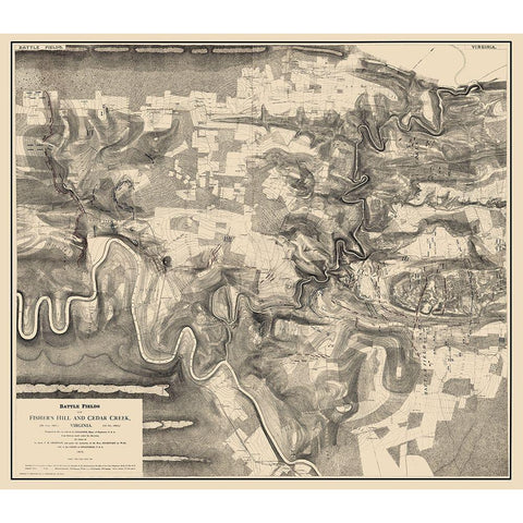 Fishers Hill Cedar Creek Battlefields Virginia Black Modern Wood Framed Art Print by Sheridan