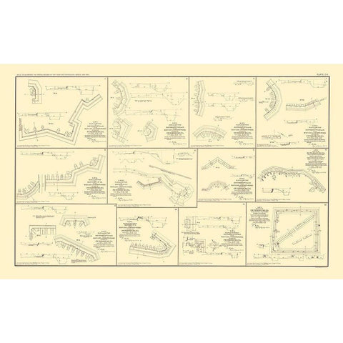 Plan Section of Batteries In Virginia - Bien 1895 Black Modern Wood Framed Art Print by Bien