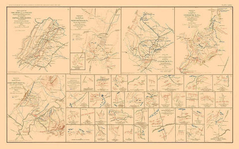 Battle Plans of Virginia - Hotchkiss 1894 White Modern Wood Framed Art Print with Double Matting by Hotchkiss
