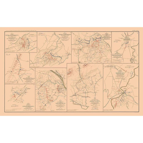 Battle Positions Virginia Maryland - Hotchkiss Black Modern Wood Framed Art Print by Hotchkiss