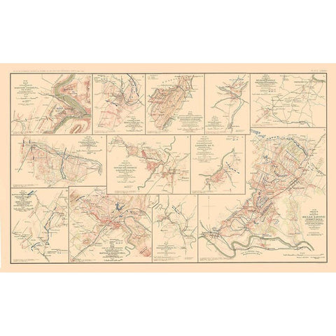 Battle Positions Virginia West Virginia White Modern Wood Framed Art Print by Hotchkiss