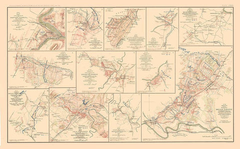 Battle Positions Virginia West Virginia White Modern Wood Framed Art Print with Double Matting by Hotchkiss