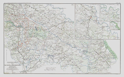 Counties Vicinity Virginia Battle Survey Black Ornate Wood Framed Art Print with Double Matting by Campbell