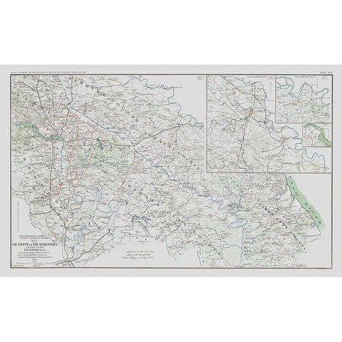 Counties Vicinity Virginia Battle Survey Black Modern Wood Framed Art Print by Campbell