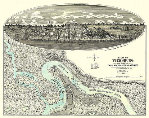Vicksburg Mississippi with Vicinity Black Ornate Wood Framed Art Print with Double Matting by Wrotnowski