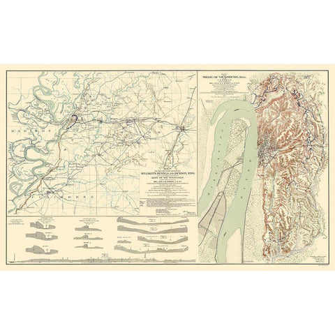 Seige of Vicksburg Mississippi 2 Views - Bien 1863 White Modern Wood Framed Art Print by Bien