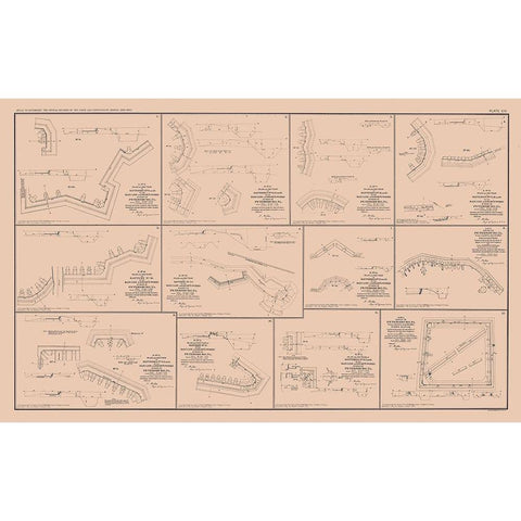 Battery Plans of Petersburg Virginia - Bien 1894 Gold Ornate Wood Framed Art Print with Double Matting by Bien