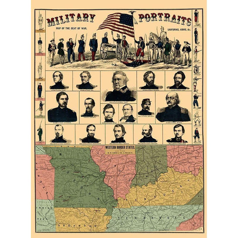 Western Border States Military Portraits Black Modern Wood Framed Art Print with Double Matting by Lloyd