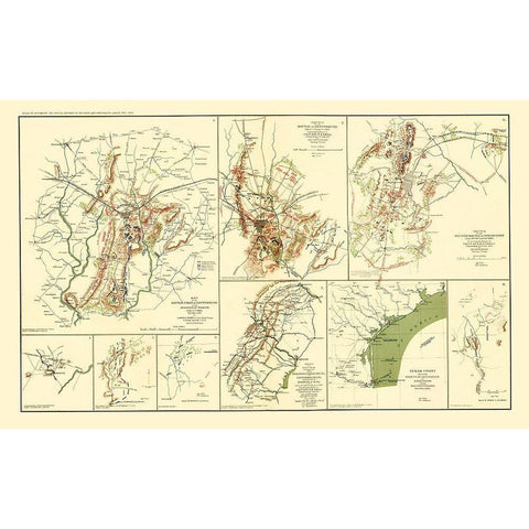 Texas Virginia Pennsylvania Georgia Battle Routes Gold Ornate Wood Framed Art Print with Double Matting by Hotchkiss