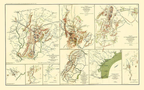 Texas Virginia Pennsylvania Georgia Battle Routes Black Ornate Wood Framed Art Print with Double Matting by Hotchkiss