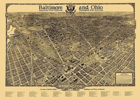 Washington DC - Olsen 1922 Black Ornate Wood Framed Art Print with Double Matting by Olsen